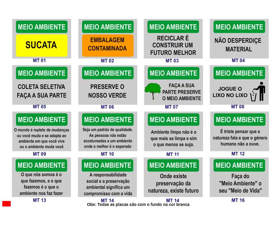 Placas de meio ambiente