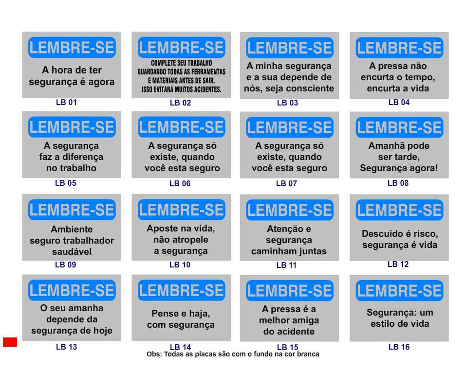 Placas lembre-se